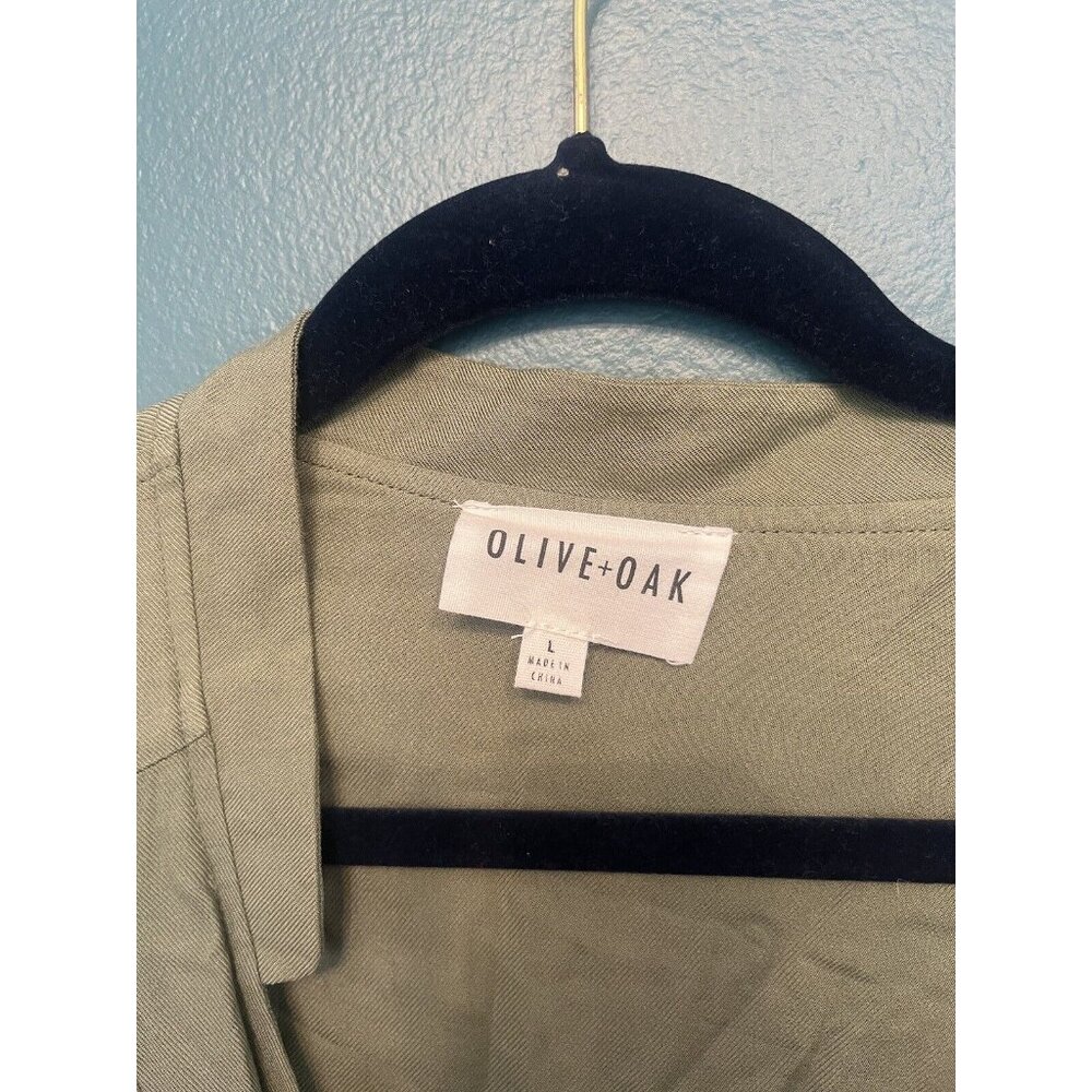 NWT Olive+Oak Moto Style Asymmetrical hem drew jacket olive green Women's Large - Picture 4 of 5